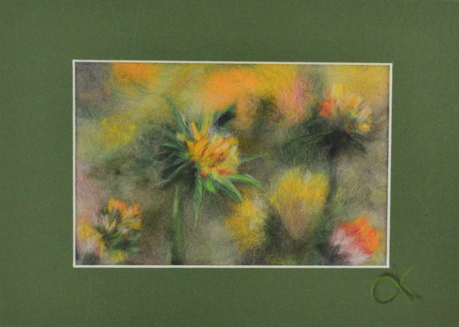 Wool picture of nice coltsfoot. Wool Art Gallery