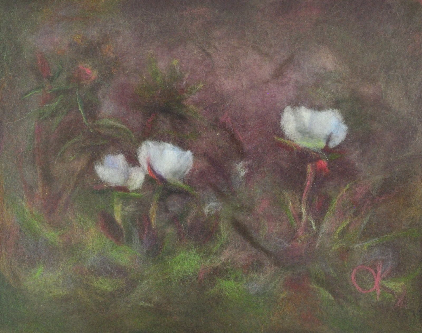 Marsh flowers. Wool Art Gallery. Picture made of fine merino wool