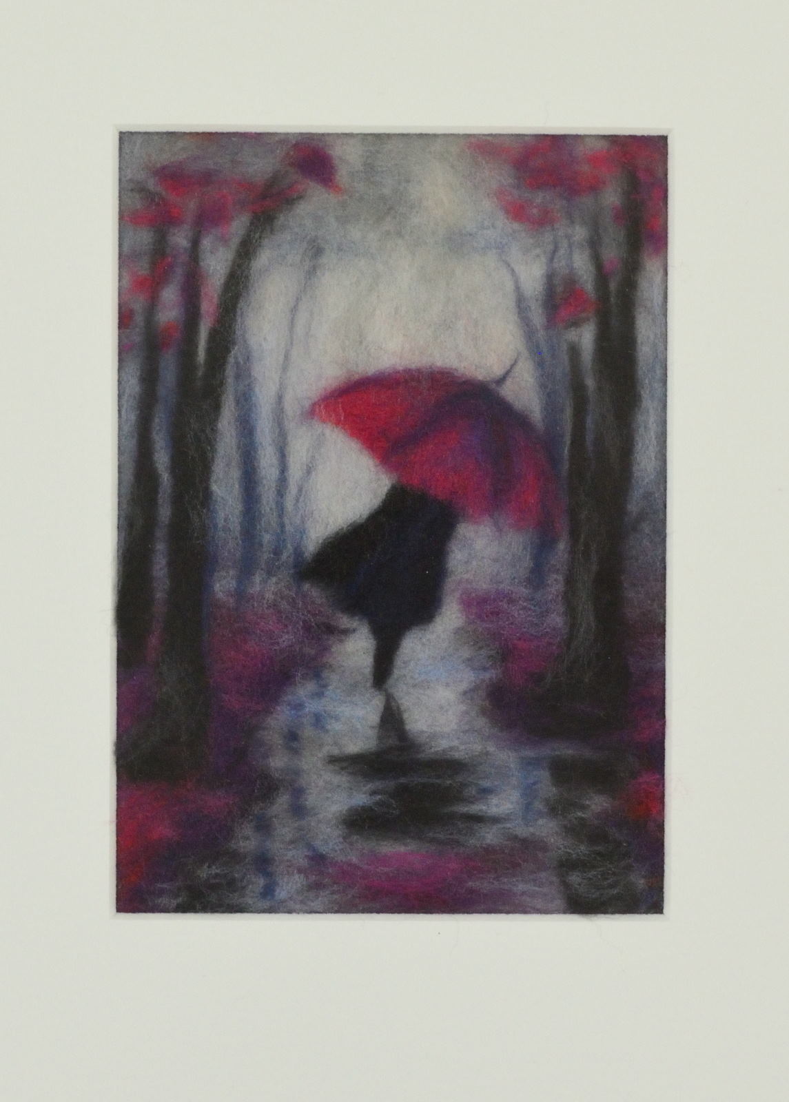 Rainy lane. Wool Art Gallery. Picture made of fine merino wool