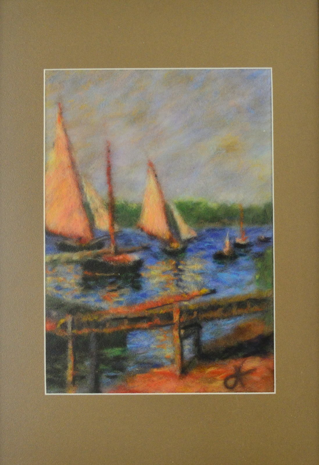 Sailing Boats at Argenteuil by Gustave Caillebotte. Wool Art Gallery. Picture made of superfine merino wool