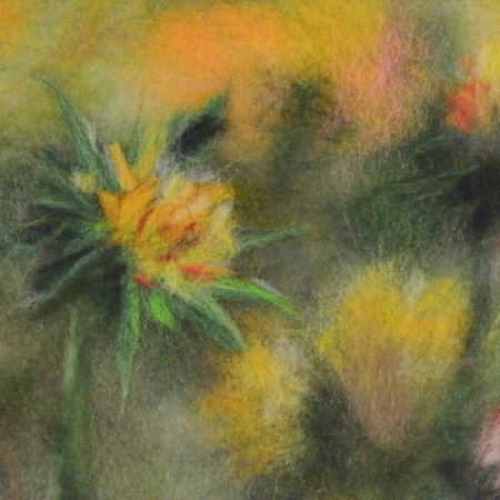 Wool picture of nice coltsfoot. Wool Art Gallery