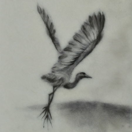 Wool picture of the dancing crane. Wool Art Gallery
