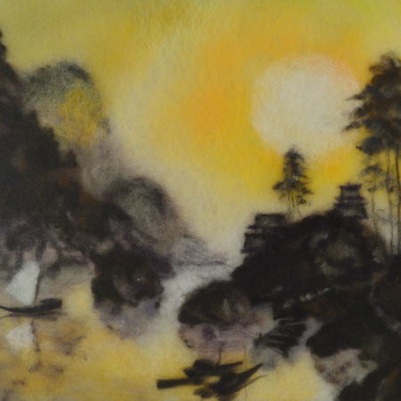 Japanese landscape. Wool Art Gallery. Picture made of merino wool