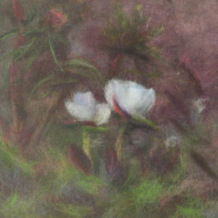 Marsh flowers. Wool Art Gallery. Picture made of fine merino wool
