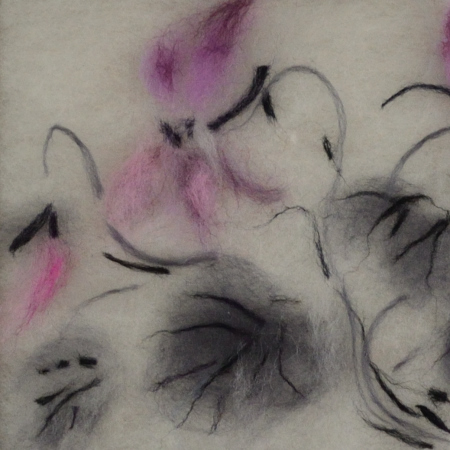 Pink flowers. Wool Art Gallery. Picture made of fine merino wool