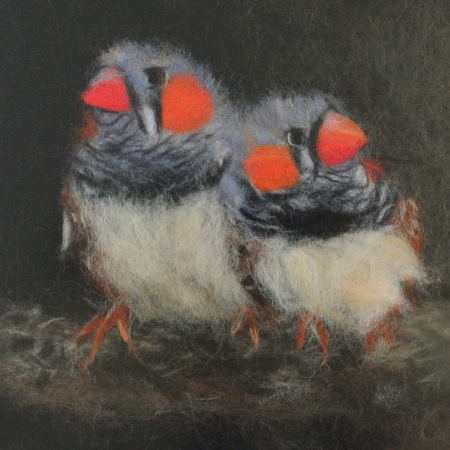 Two Parrots. Wool Art Gallery. Picture made of fine merino wool