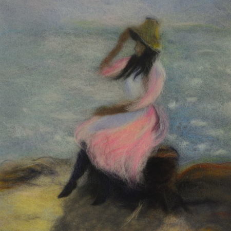 Young woman on the beach by Philip Wilson Steer. Wool Art Gallery. Picture made of superfine merino wool