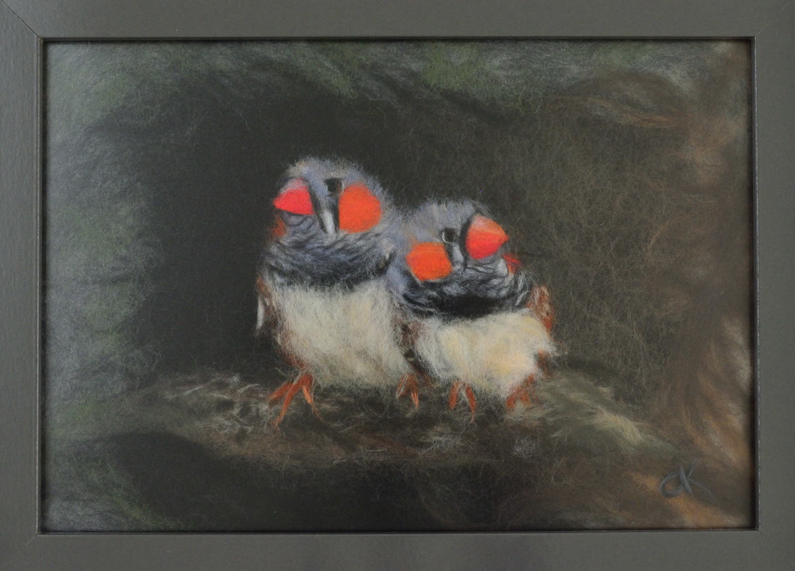 Two Parrots. Wool Art Gallery. Picture made of fine merino wool